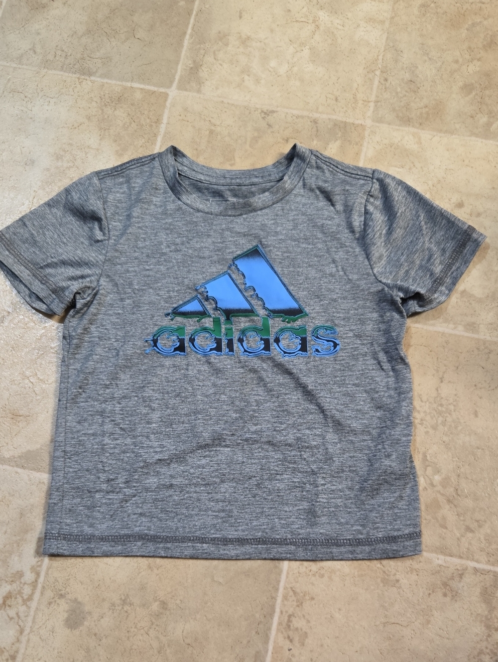 adidas Grey Tee with Blue & Green Logo